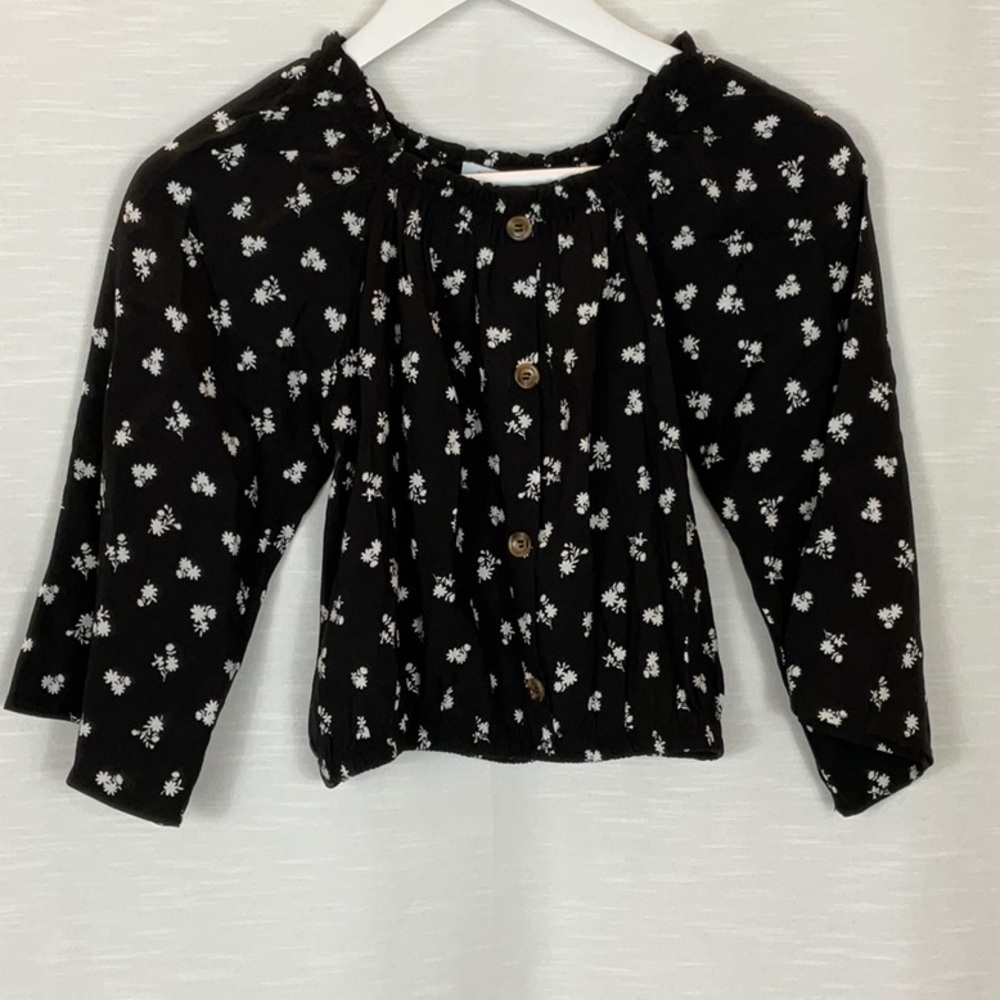 Love & Whimsy Bridgette Square Neck Banded Bottom Top Black
